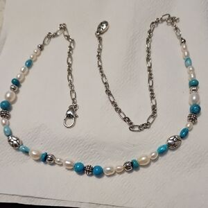 Elegant Silver and Turquoise Beaded Necklace